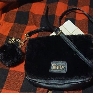 Juicy Couture Black Faux Fur Crossbody Bag